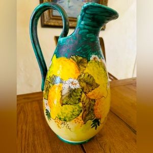 Studio Arta lg.hand painted decorative pitcher. From Italy. Excellent condition.